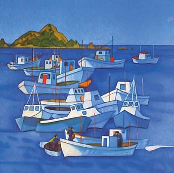 Rita Angus - "Boats, Island Bay "